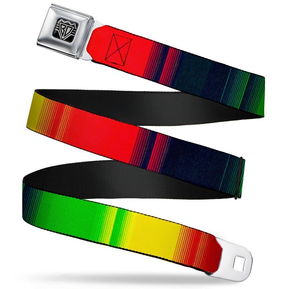 8673 Seatbelt Belt - Zarape4 Vertical Rasta - 1.5" Wide - 32-52 Inches in